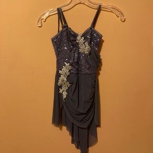 Pewter leotard with a skirt attached